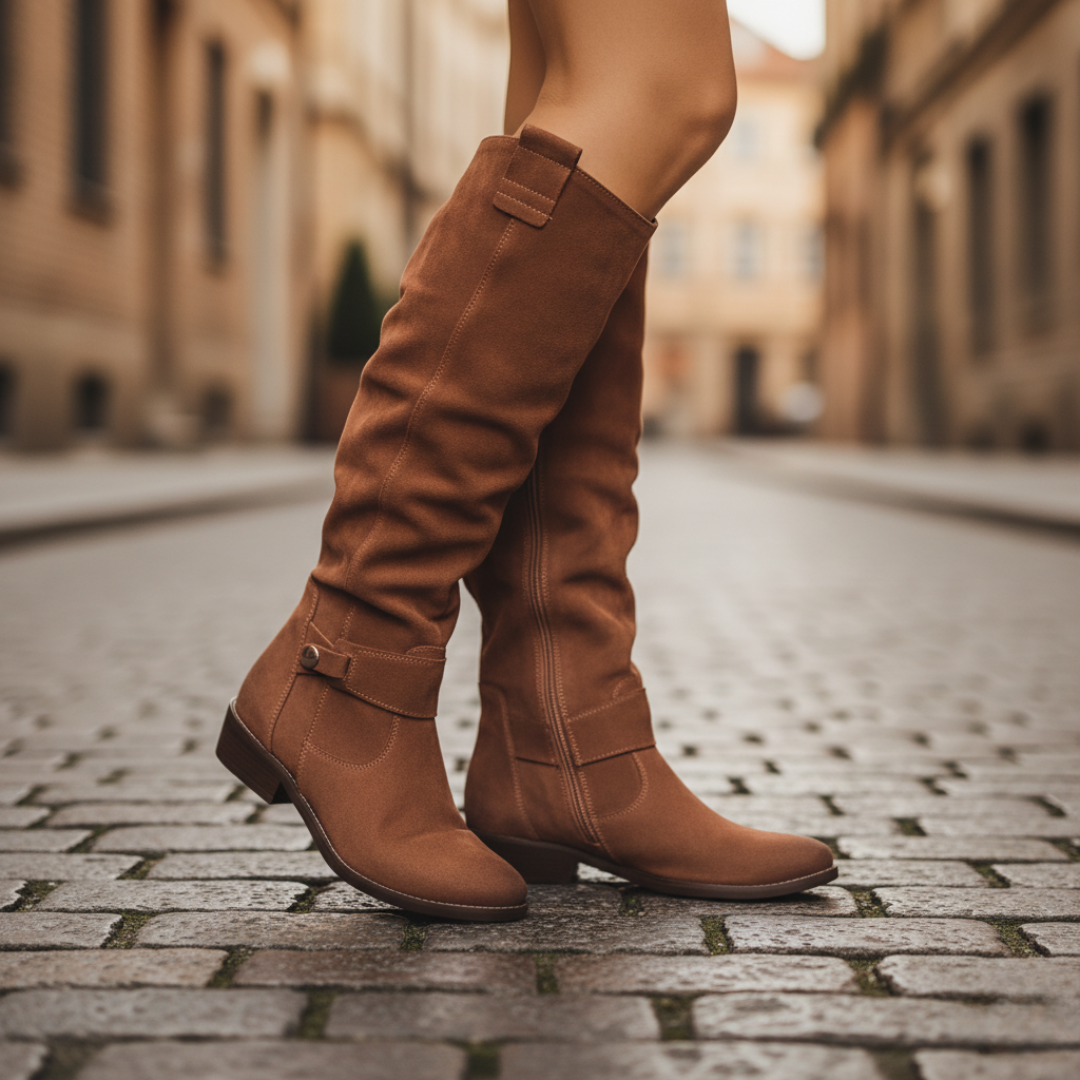 Women's Faux Leather Boots with Zipper