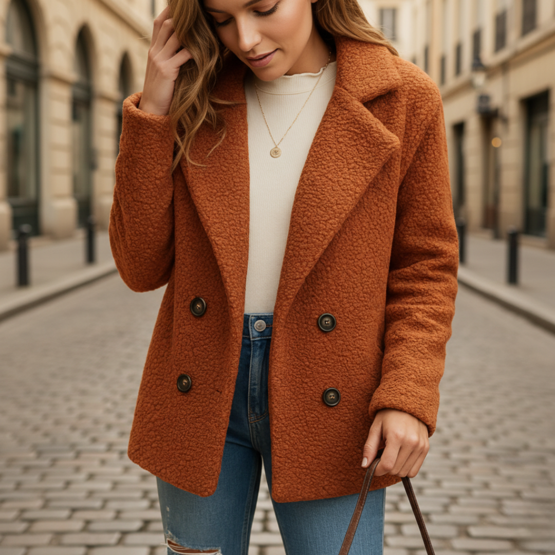 Women's Winter Teddy Jacket in Mixed Wool Fabric