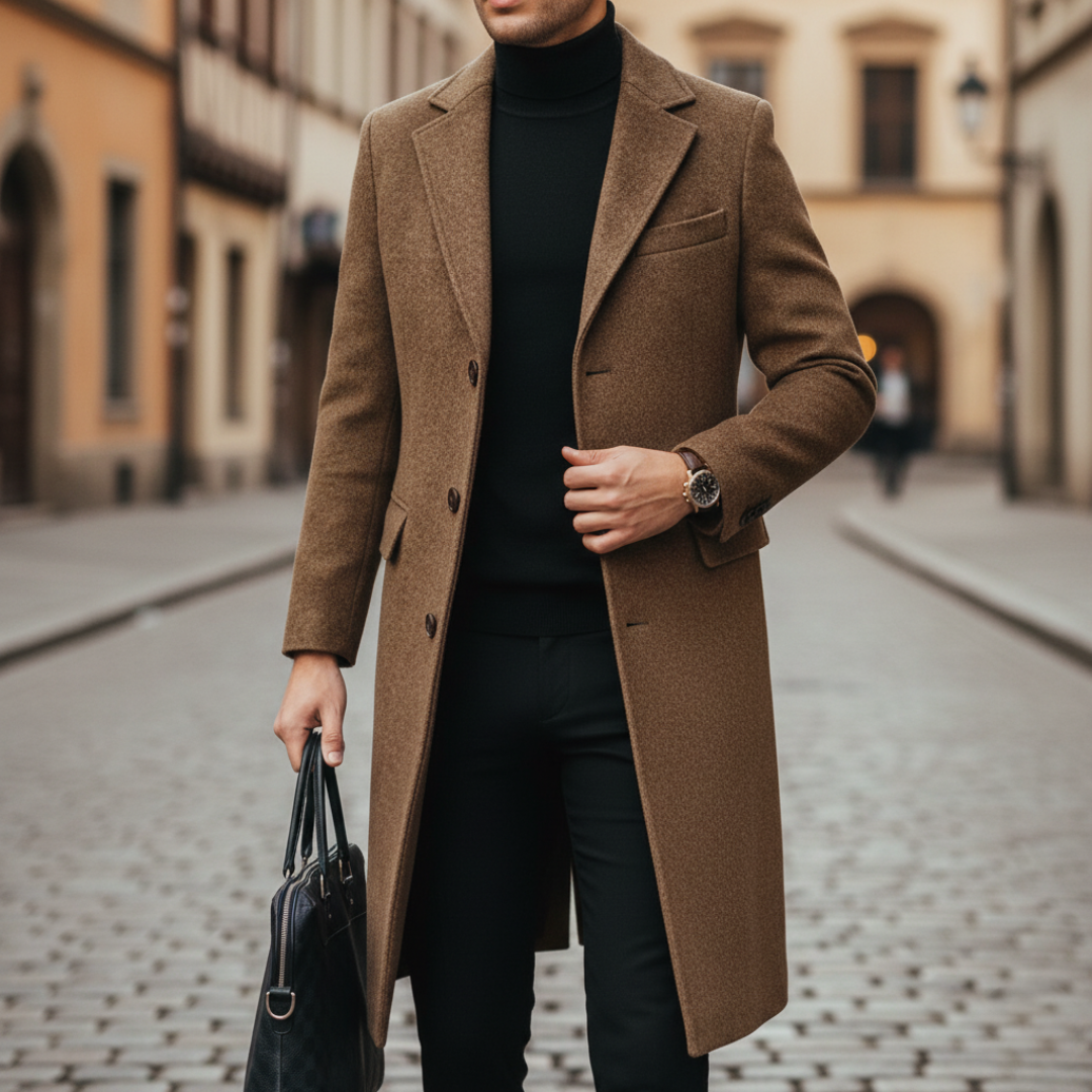 Men's Fabric Coat with Pocket