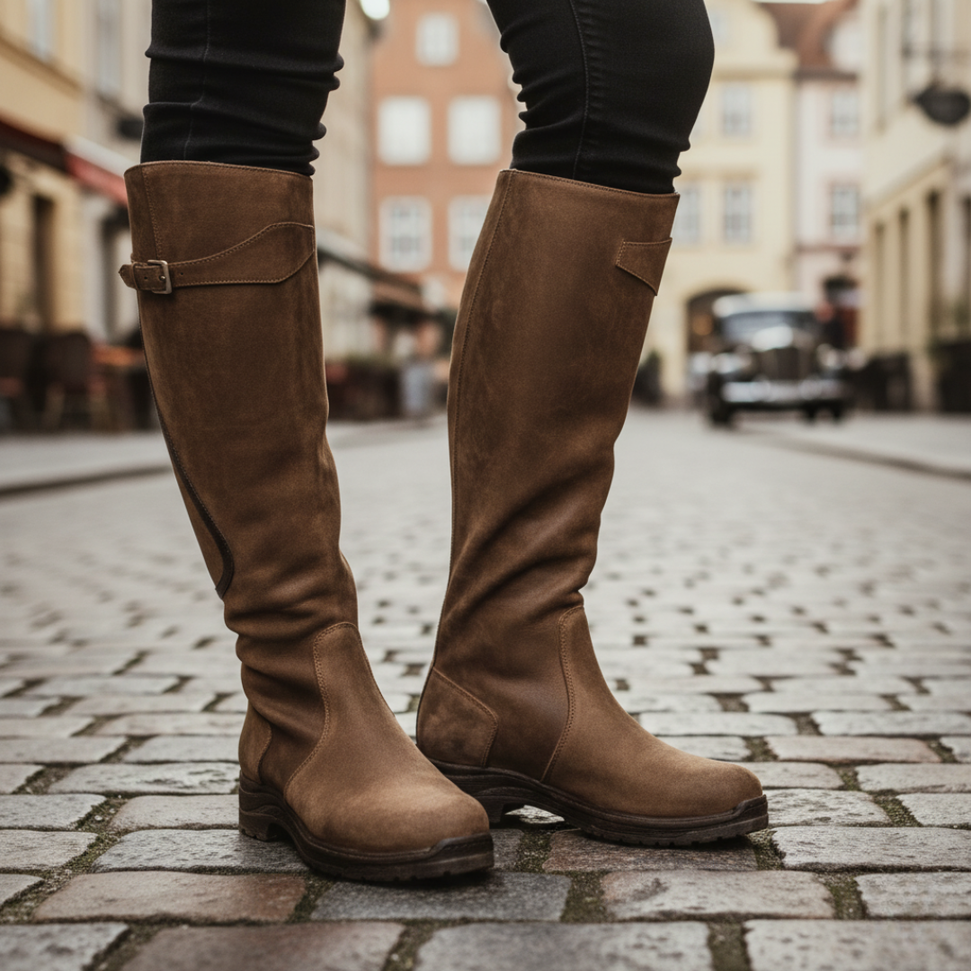 Women's Knee-High Faux Leather Boots with Zipper