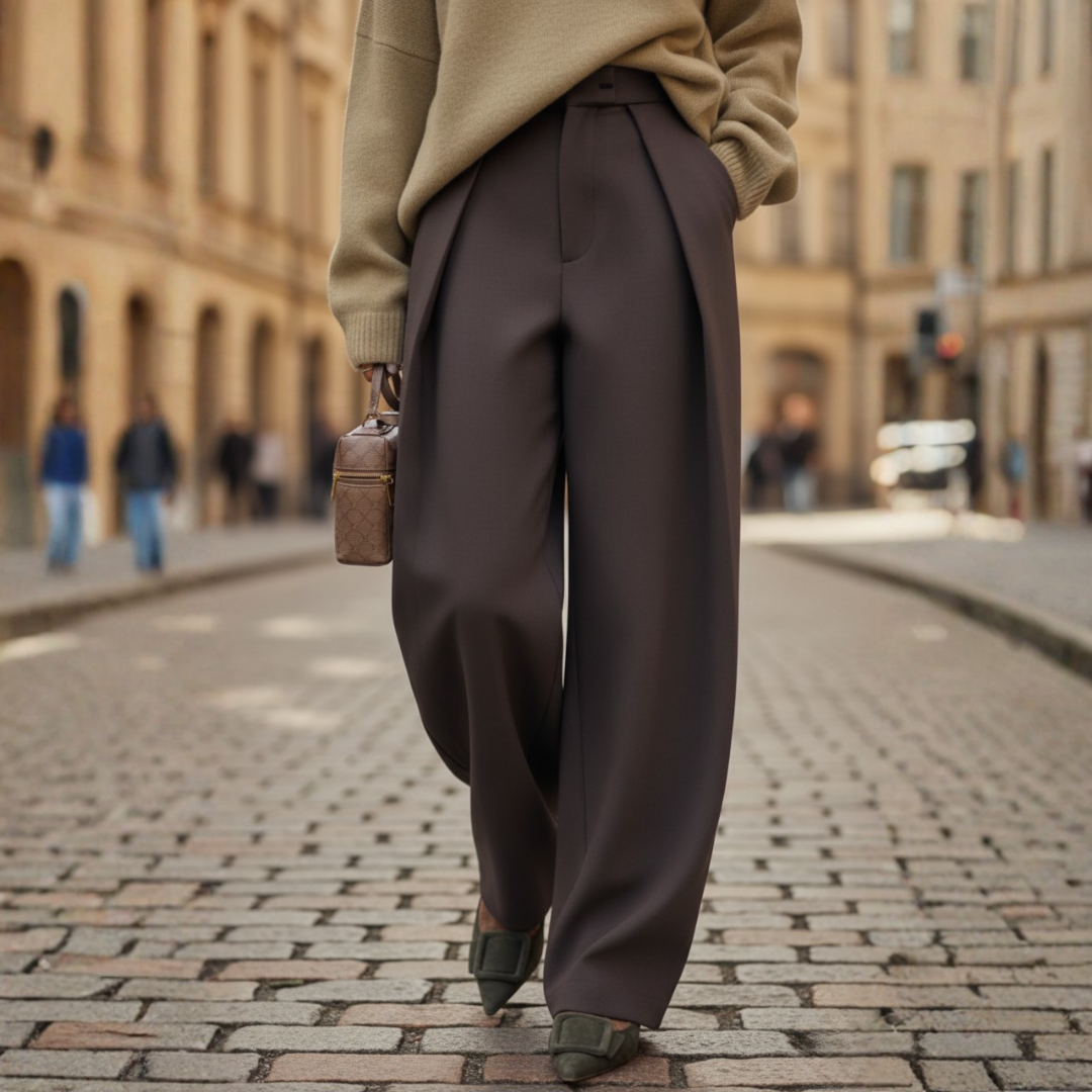 Women's High-Waisted Pleated Trousers