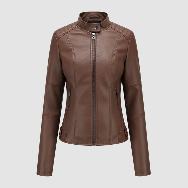 Giacca da moto da donna con colletto alla mandarino