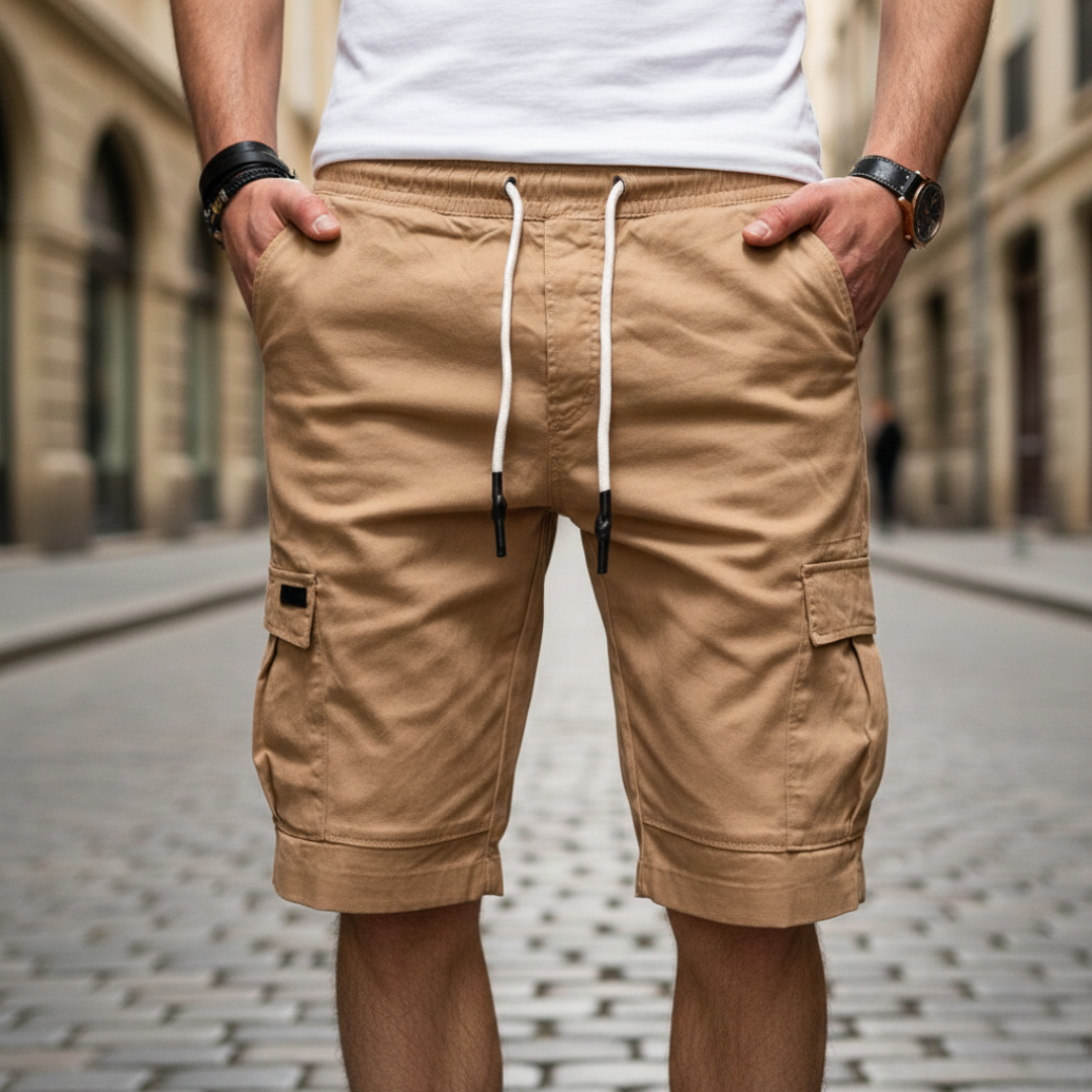 Men's Elastic Cotton Cargo Bermuda Shorts