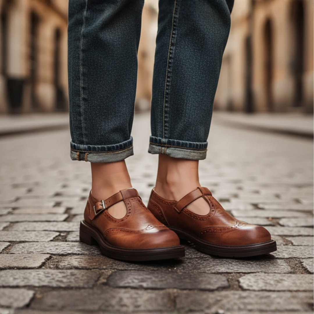 Women's Low Heel Shoes with Strap
