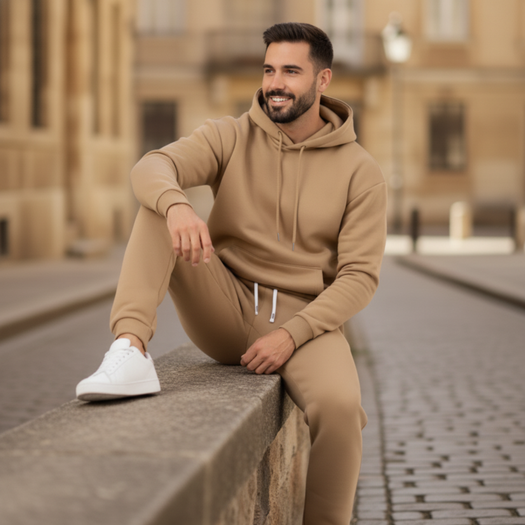 Men's Casual Fleece Tracksuit with Hood