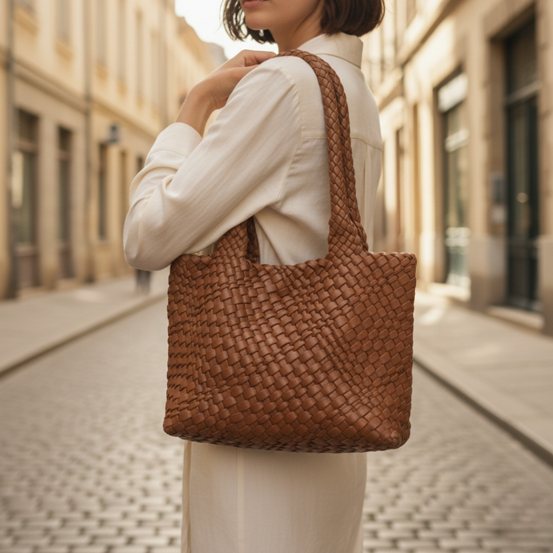 Borsa tote intrecciata in pelle da donna