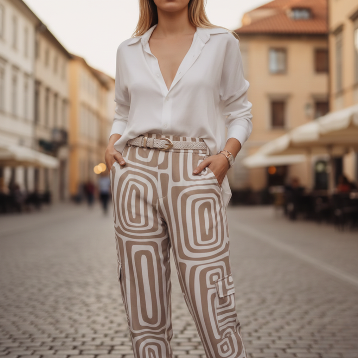 High-Waisted Pants and White Shirt Women&