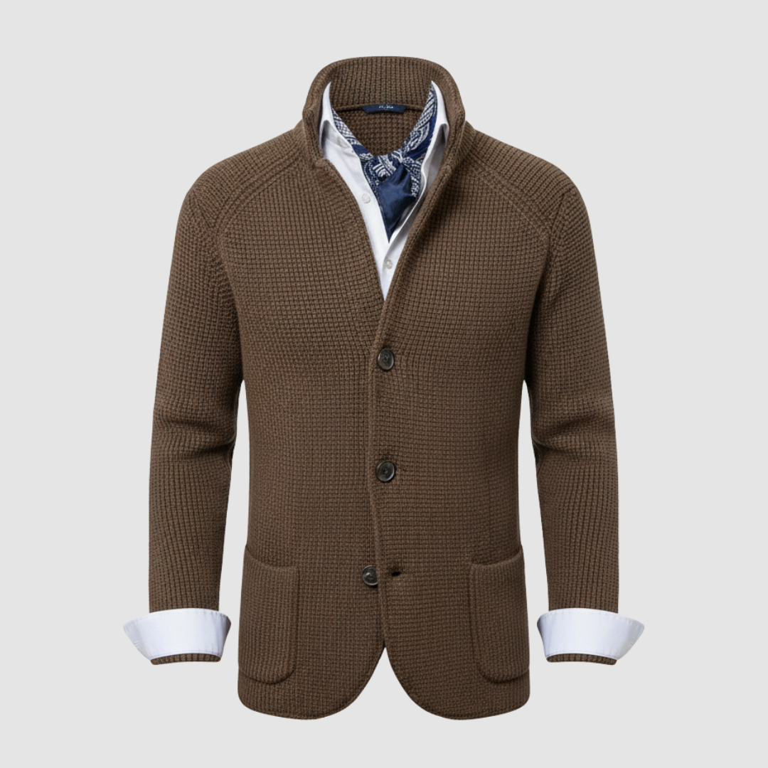 Men's Double-Breasted Coat with High Collar