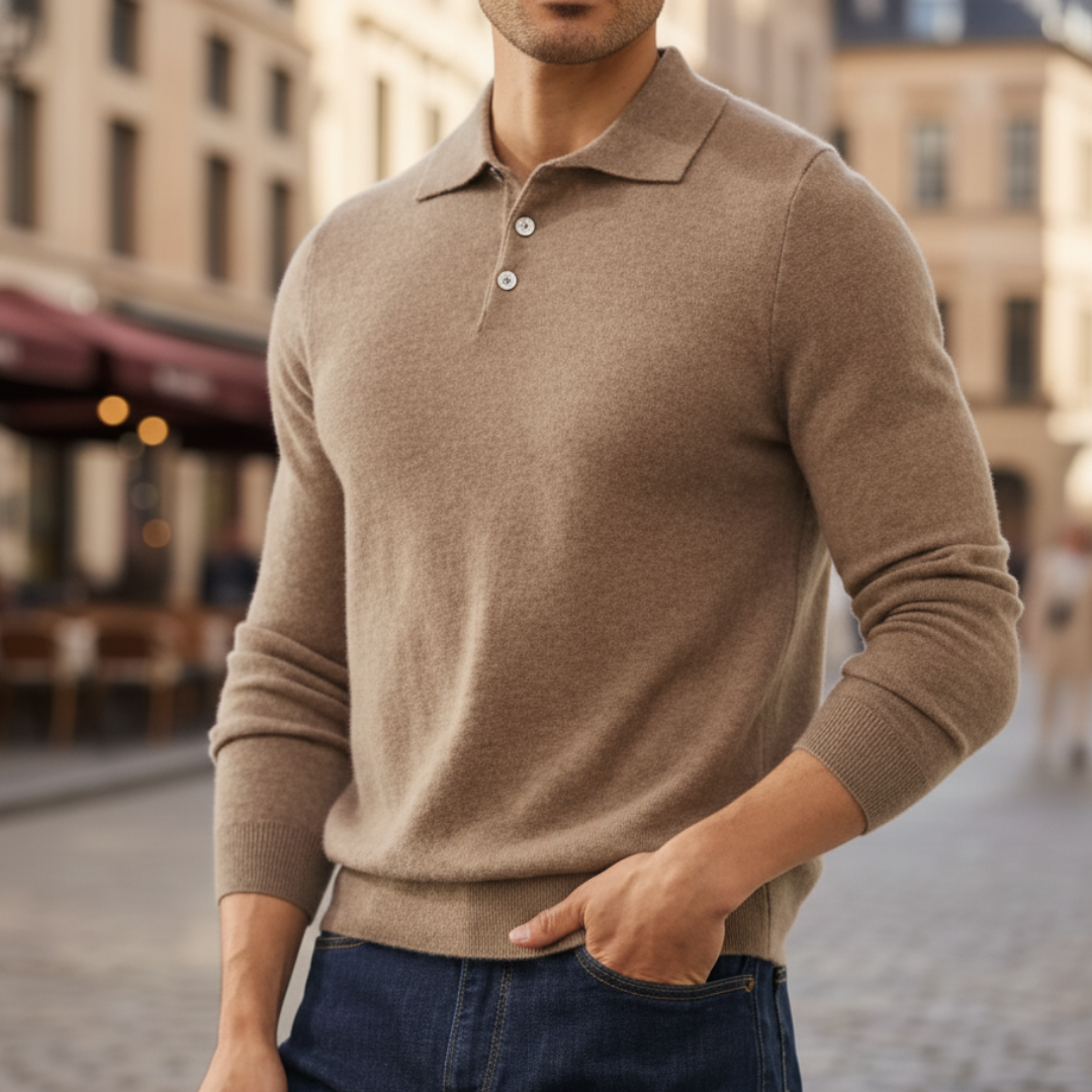 Men's Long Sleeve Knit Polo
