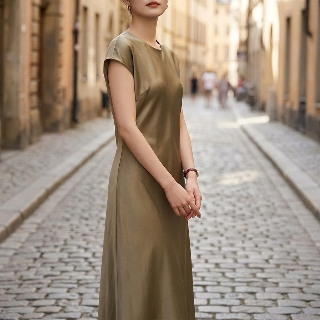 Elegant Short Sleeve Midi Dress for Women