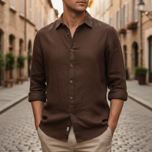 Men's Casual Mixed Fabric Shirt