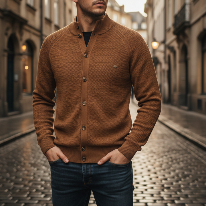 Men's Cardigan in Soft Yarn with Buttons
