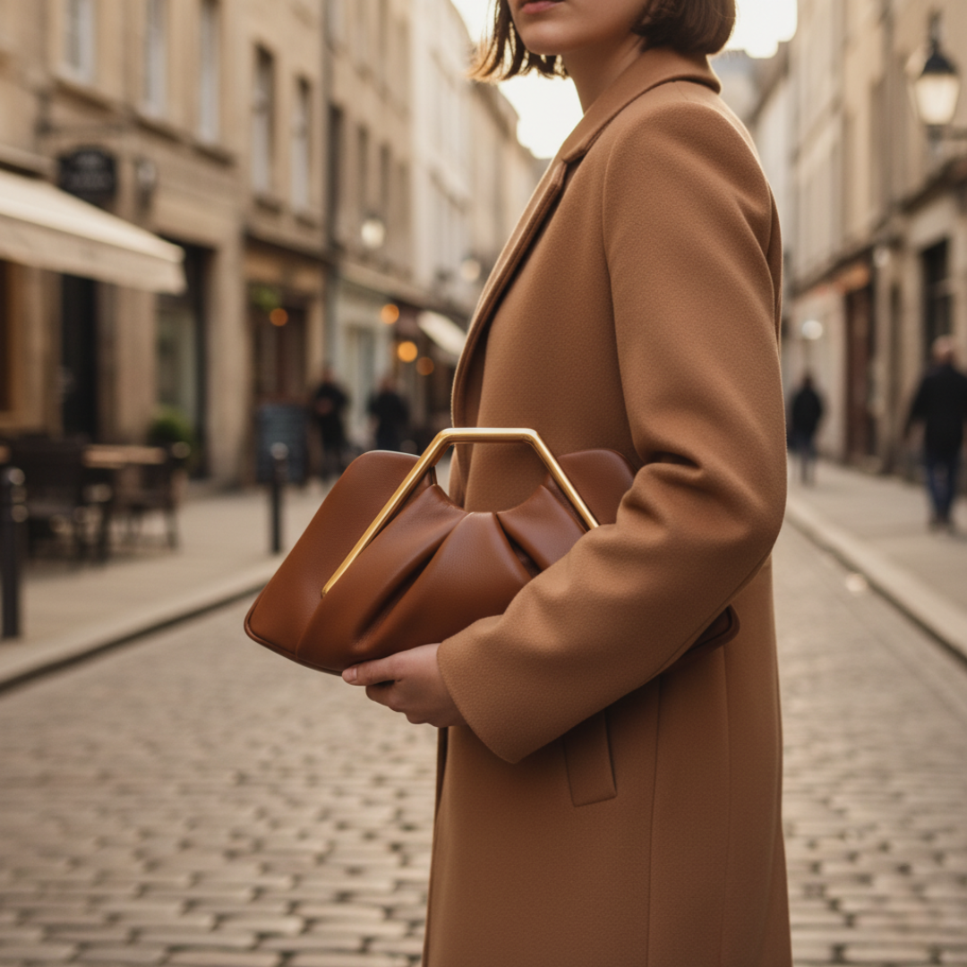 Women's Bag with Gold Handle in Eco-leather