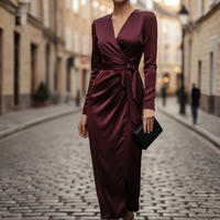 Vestito lungo elegante da donna in tessuto misto | Stile avvolgente da sera alla moda