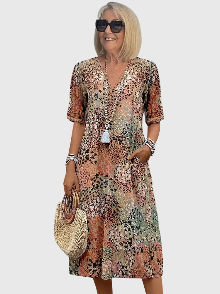 Elegant Floral Midi Dress for Women