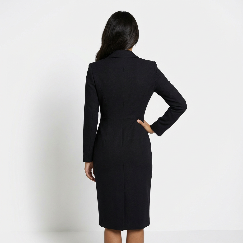 Women's Midi Velvet Dress with Buttons – Elegant
