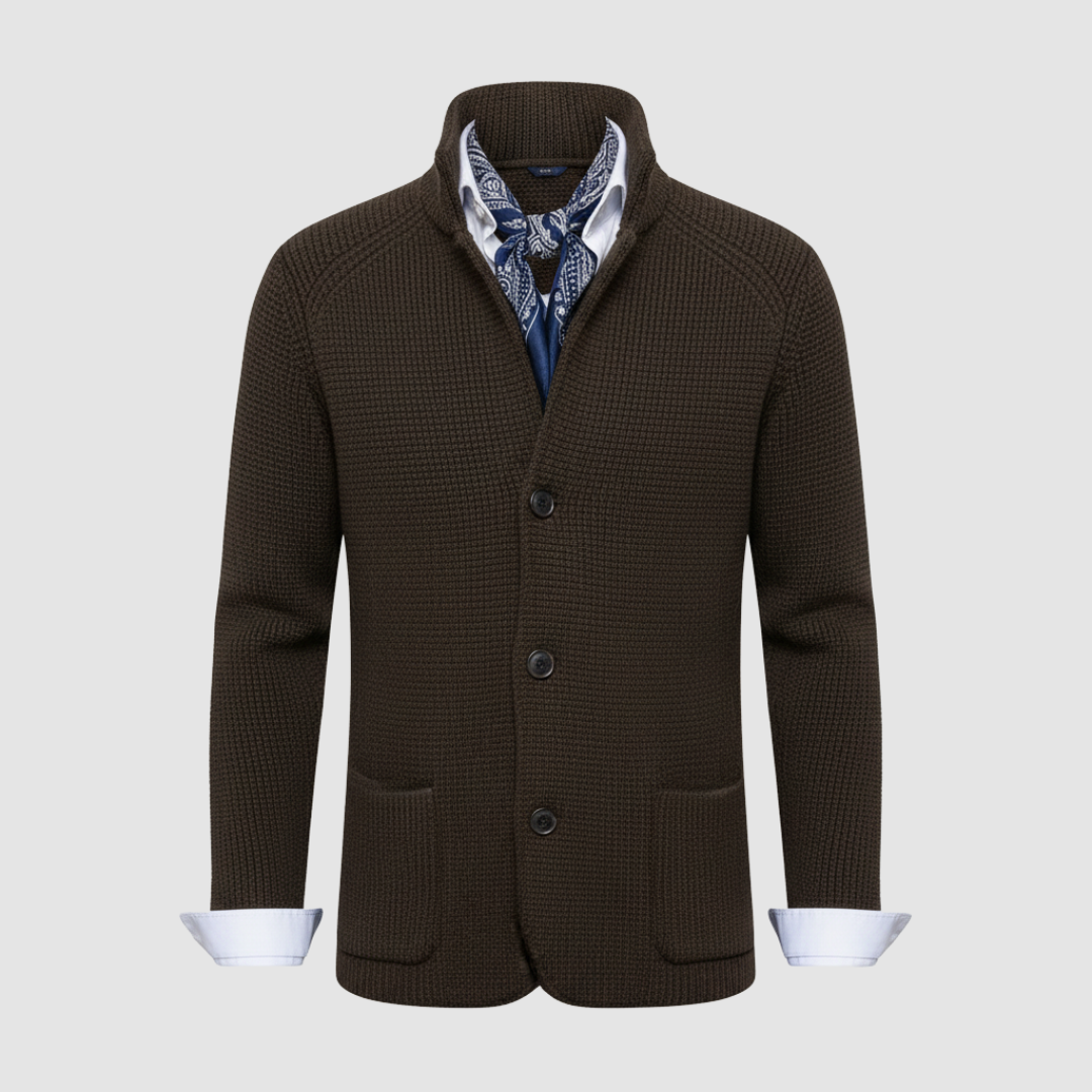 Men's Double-Breasted Coat with High Collar