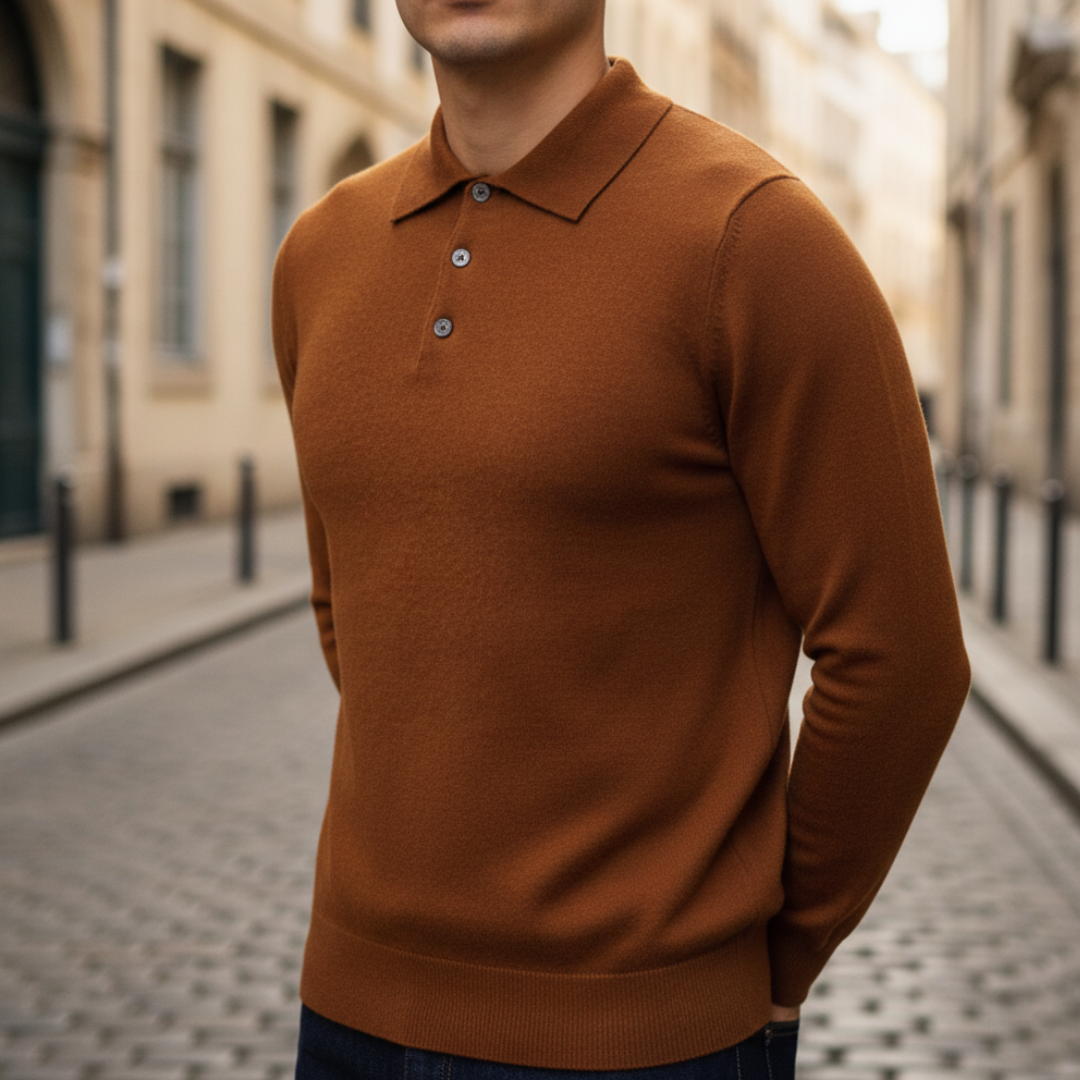 Men's Long Sleeve Knit Polo