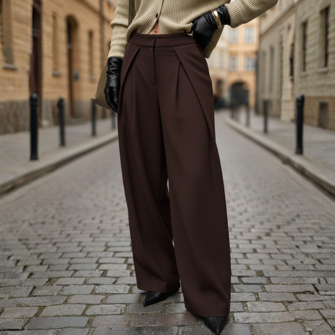 Women's High-Waisted Pleated Trousers