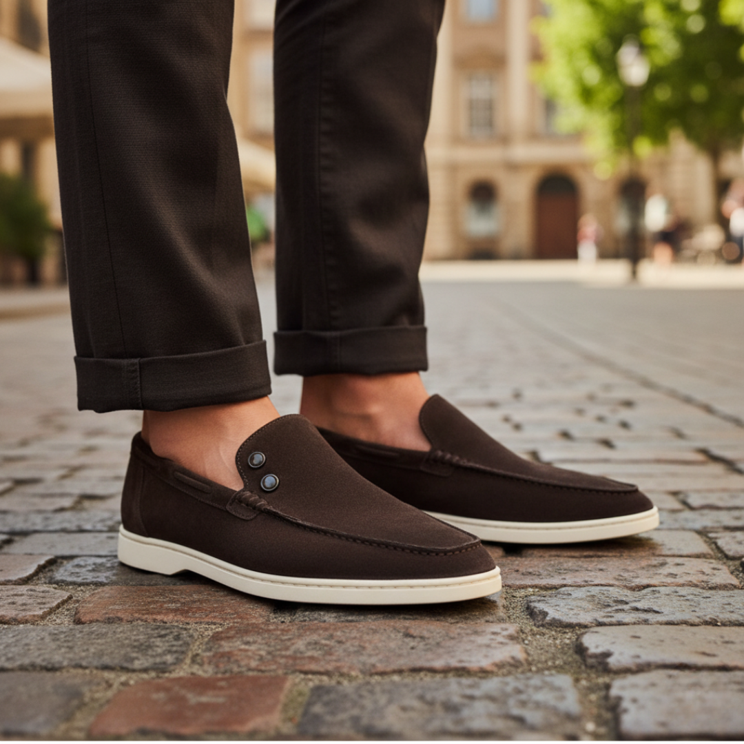 Men's Suede Moccasins with Rubber Sole