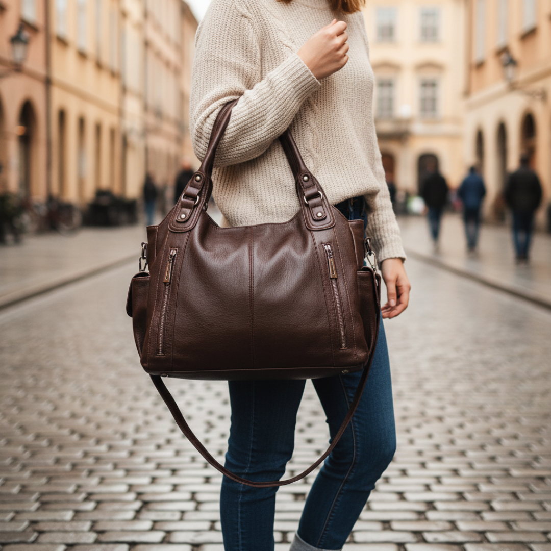 Large Women's Faux Leather Shoulder Bag