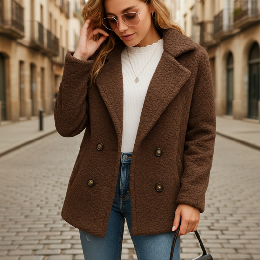 Women's Winter Teddy Jacket in Mixed Wool Fabric