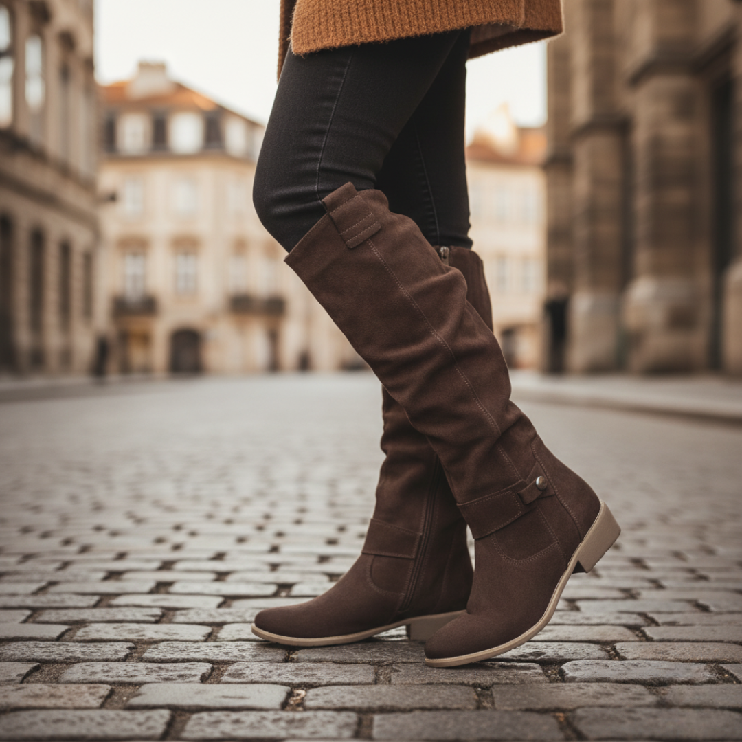Women's Faux Leather Boots with Zipper