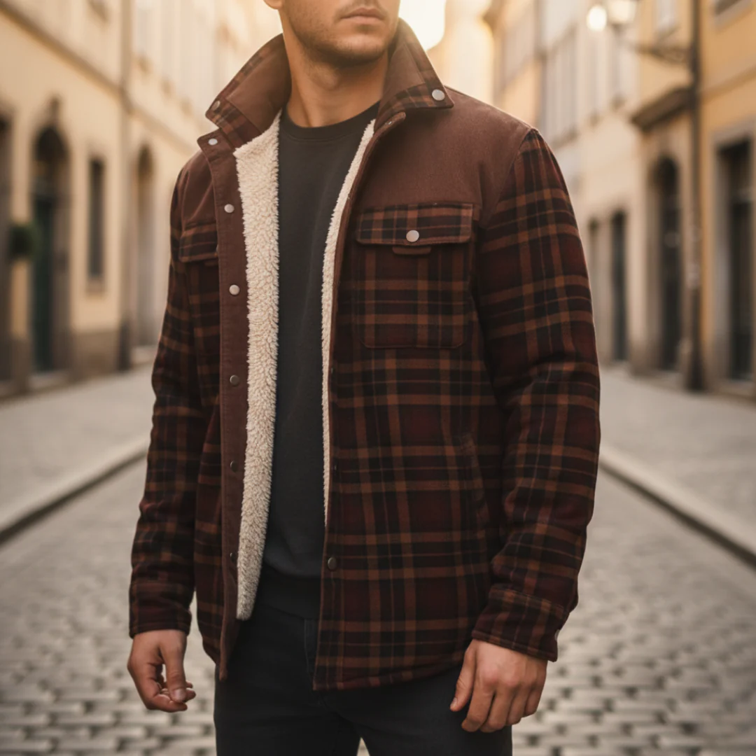 Men's Flannel Jacket with Fleece