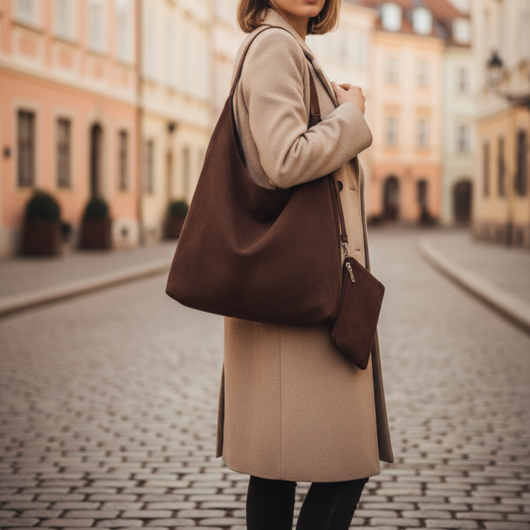 Women's Bag with Handle and Matching Clutch