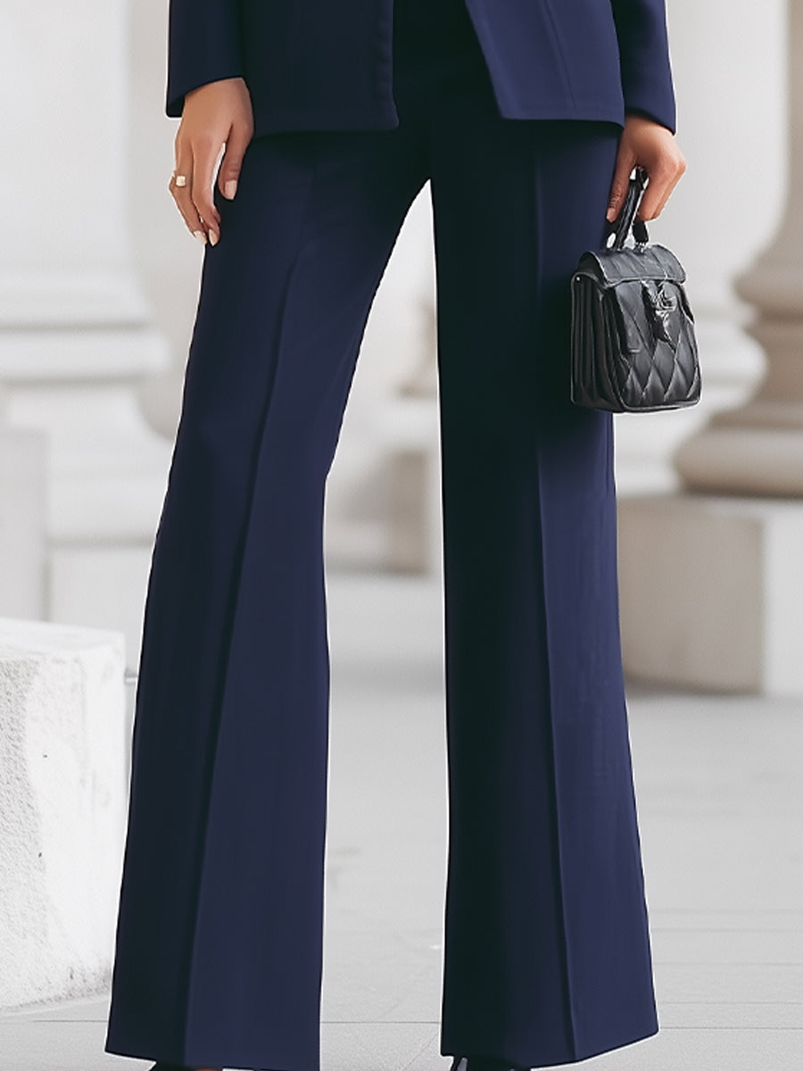 Elegant Slim Fit Blazer and Pants Set for Women with Buttons