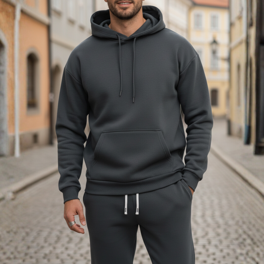 Men's Casual Fleece Tracksuit with Hood