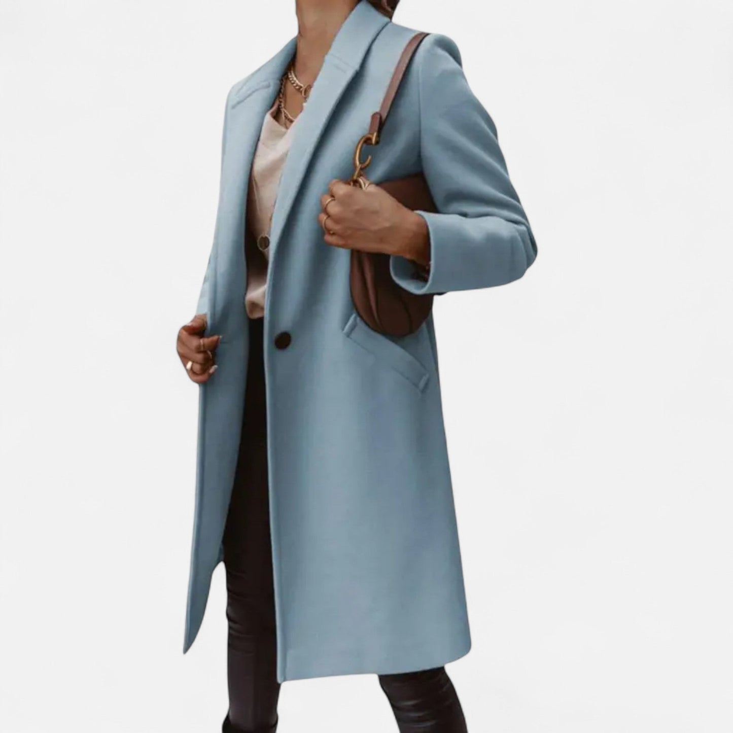 Classic Long Women's Coat with Luxurious Lapels