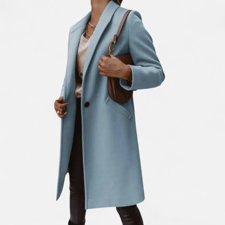 Cappotto lungo classico da donna con rever lussuosi