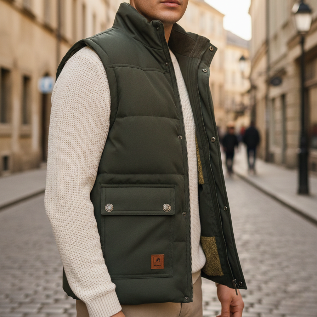 Men's Padded Sleeveless Gilet with Sherpa Lining