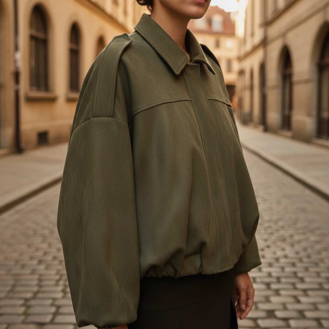 Elegant Oversized Women's Jacket in Mixed Fabric