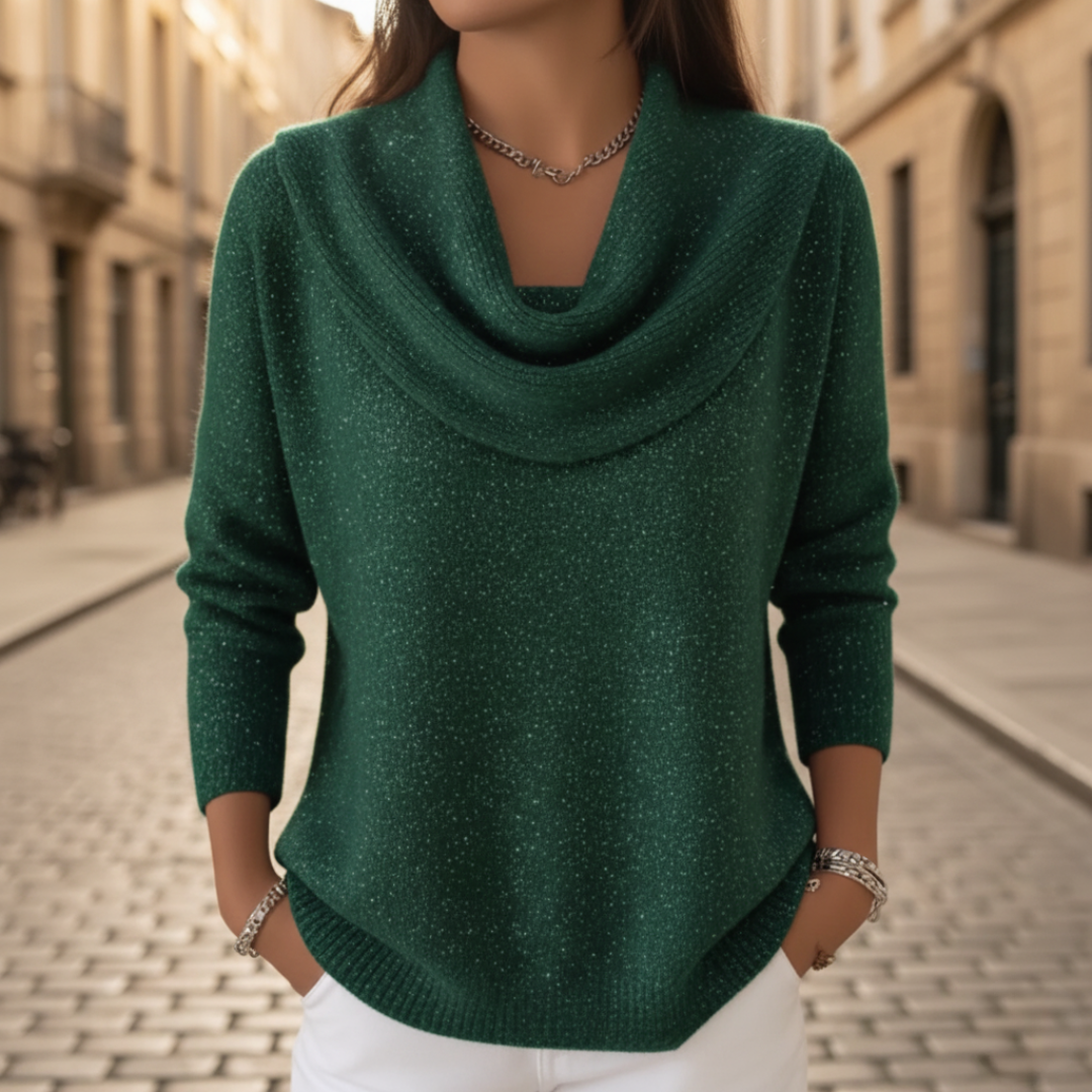 Women's Lurex Sweater with High Neck
