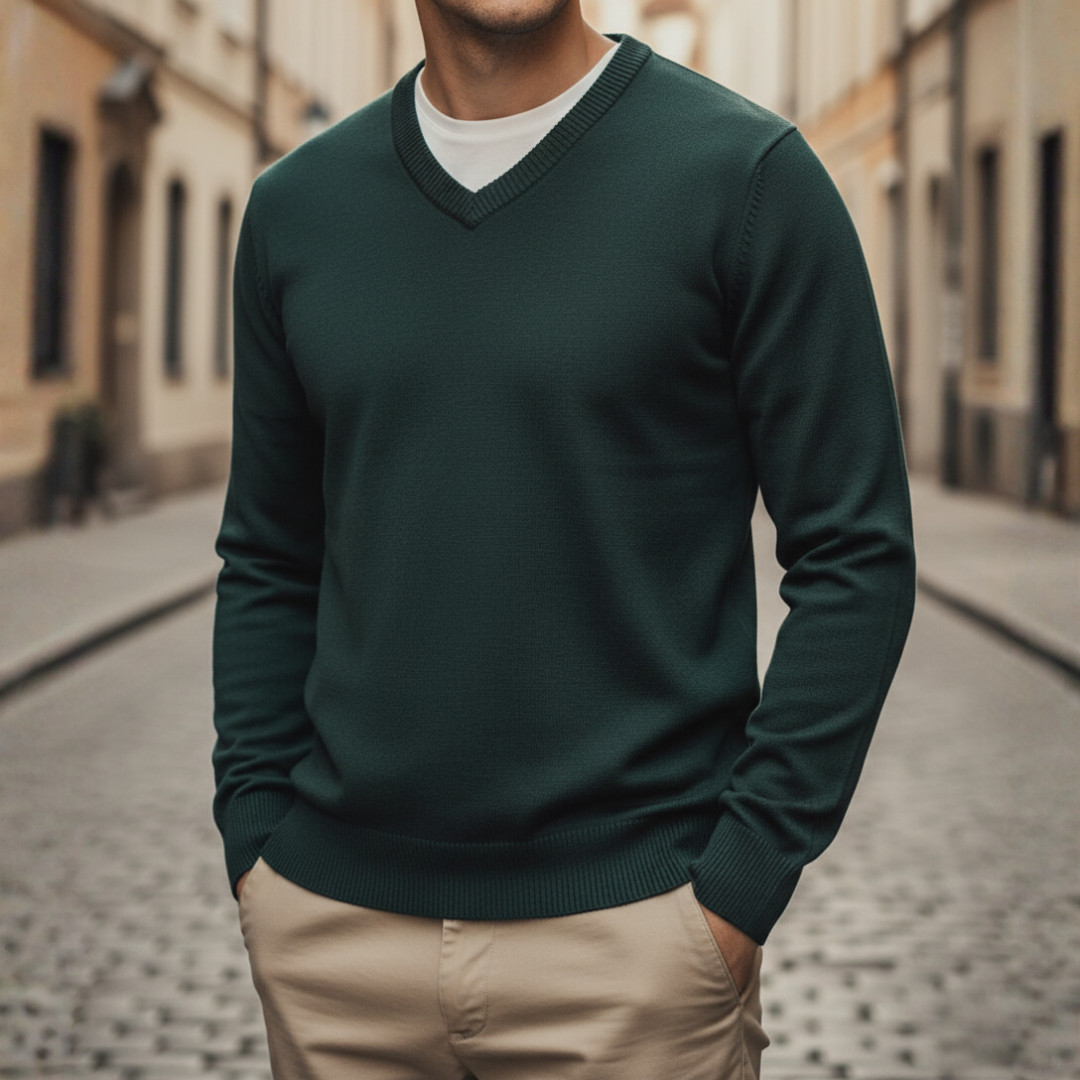 Men's Sleeveless Sweater V-Neck in Polyester