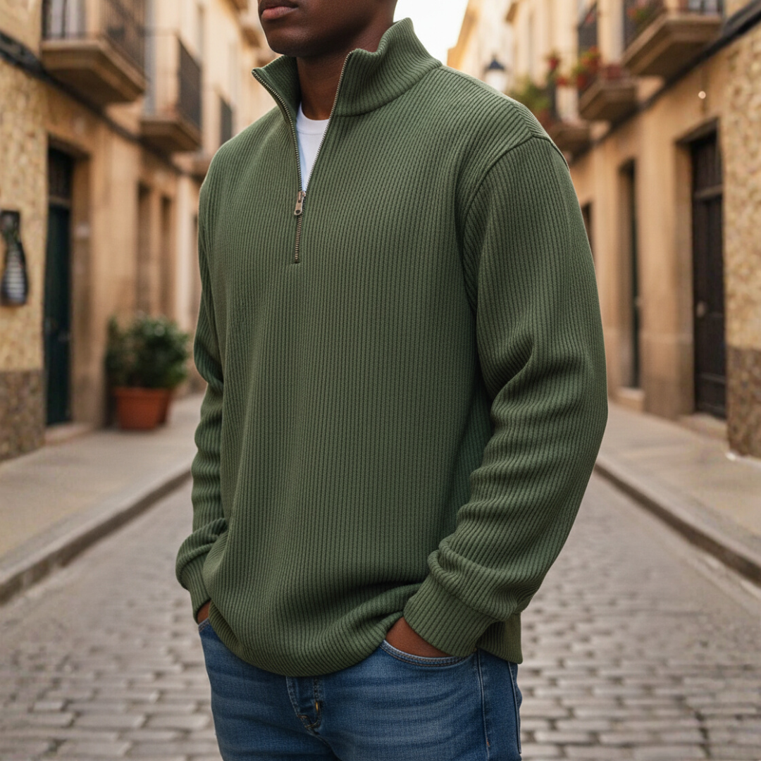 Men's High Neck Zip Sweater
