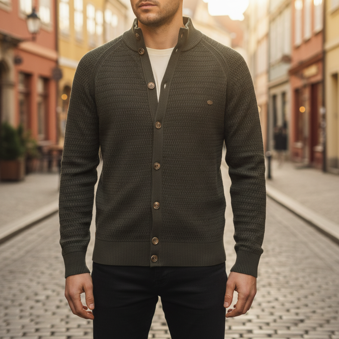 Men's Cardigan in Soft Yarn with Buttons