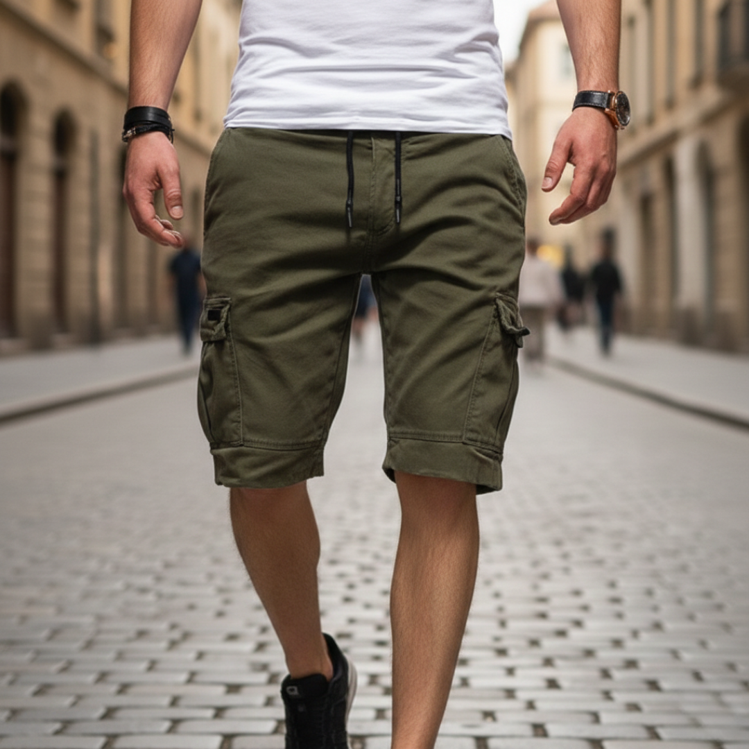 Men's Elastic Cotton Cargo Bermuda Shorts