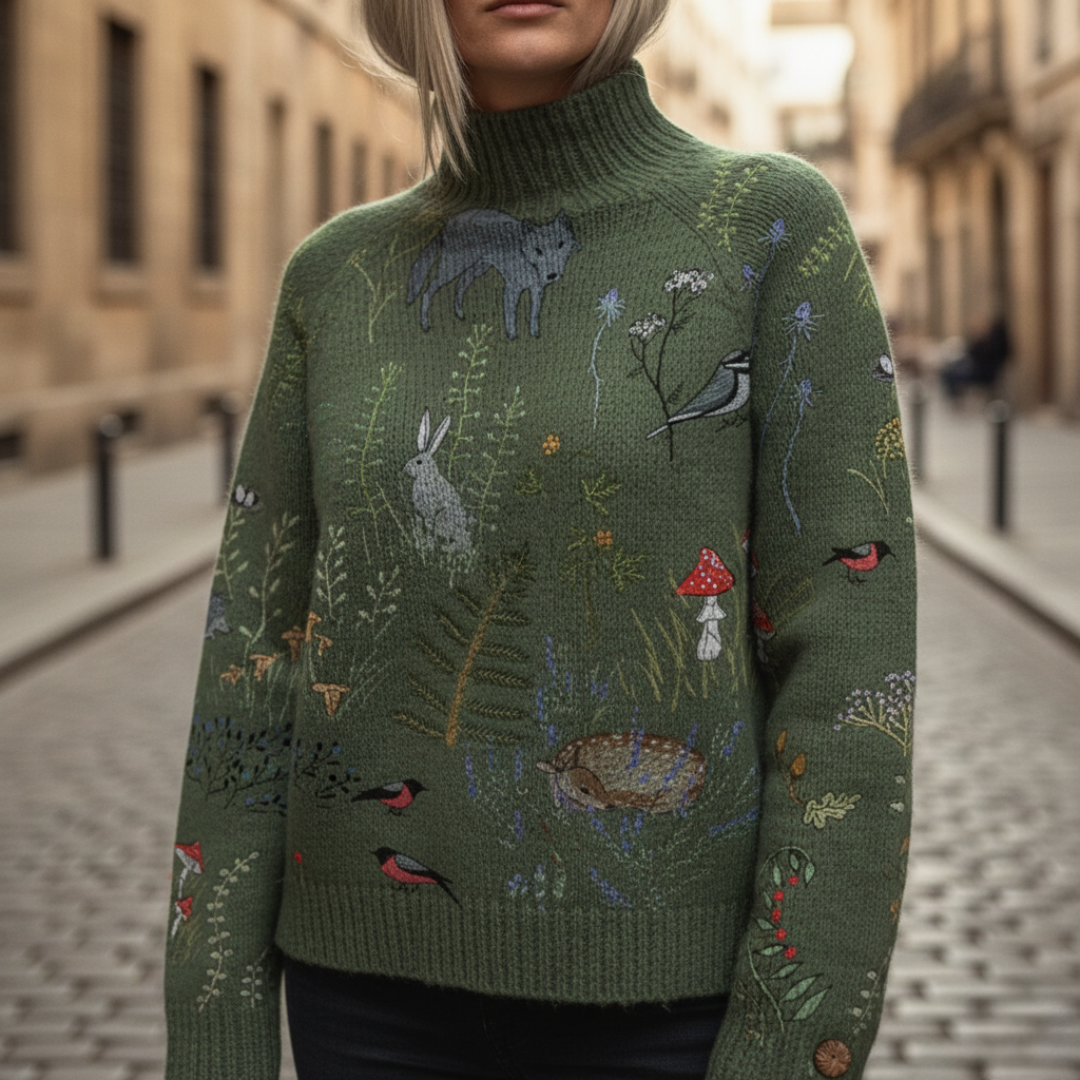 Women's High Neck Multicolored Sweater