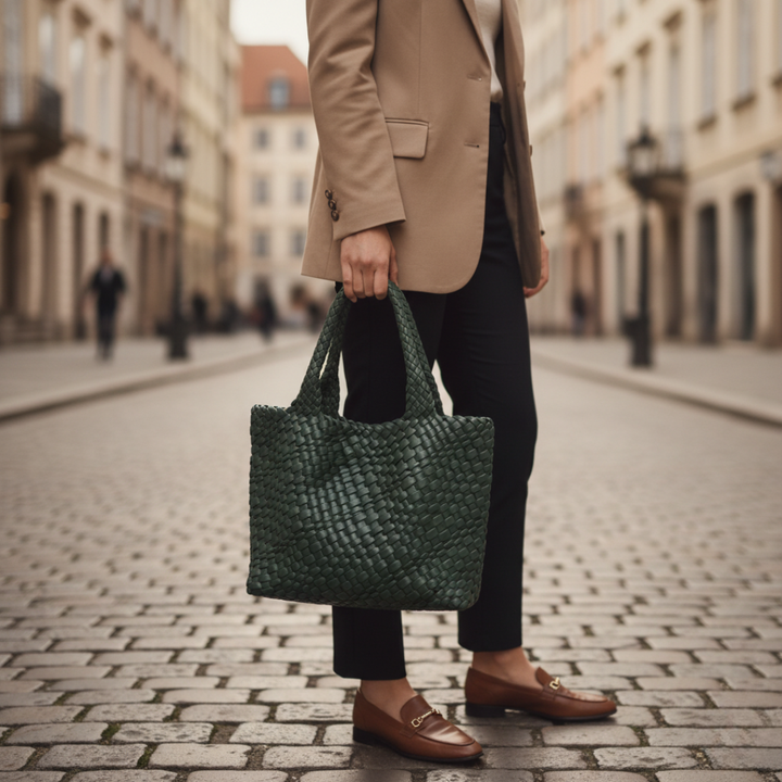 Borsa tote intrecciata in pelle da donna