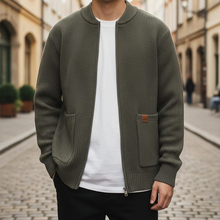 Men's High Neck Cardigan