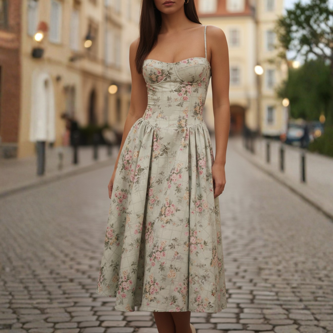 Women’s Midi Bodycon Dress with Corset Bodice