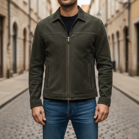 Men's Synthetic Leather Jacket with Zipper