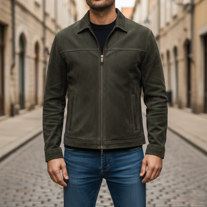 Men's Synthetic Leather Jacket with Zipper