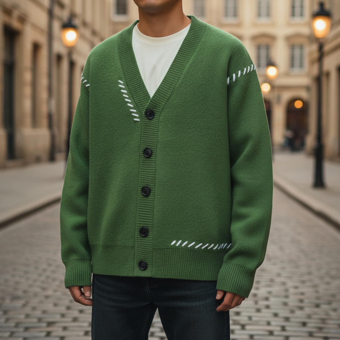 Men's Fabric Cardigan with Buttons