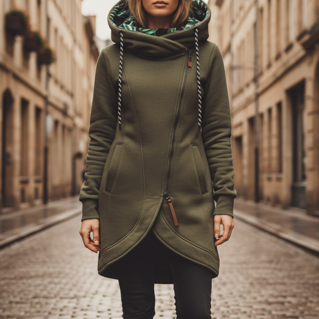 Women's Hooded Zip Jacket - Casual Winter Jacket