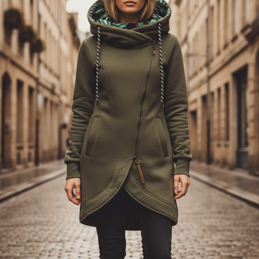 Women's Hooded Zip Jacket - Casual Winter Jacket