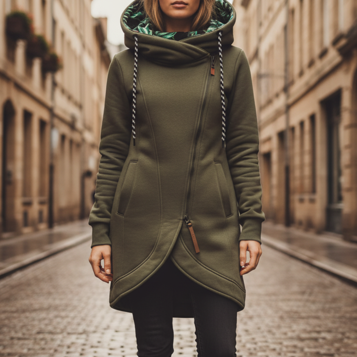 Women's Hooded Zip Jacket - Casual Winter Jacket